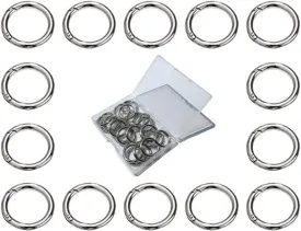 20 pcs Zinc Alloy Round Carabiner Spring Snap Clips Hook Keychain Keyring Buckle Key Chain Jump Rings O Ring Metal Secure Holder Durable Rust-Proof for Bags Purses Organizing Accessory, Silver