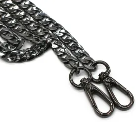 55" DIY Iron Flat Chain Strap Handbag Chains Accessories Purse Straps Shoulder Cross Body Replacement Straps, with Metal Buckles (Gun-Black)