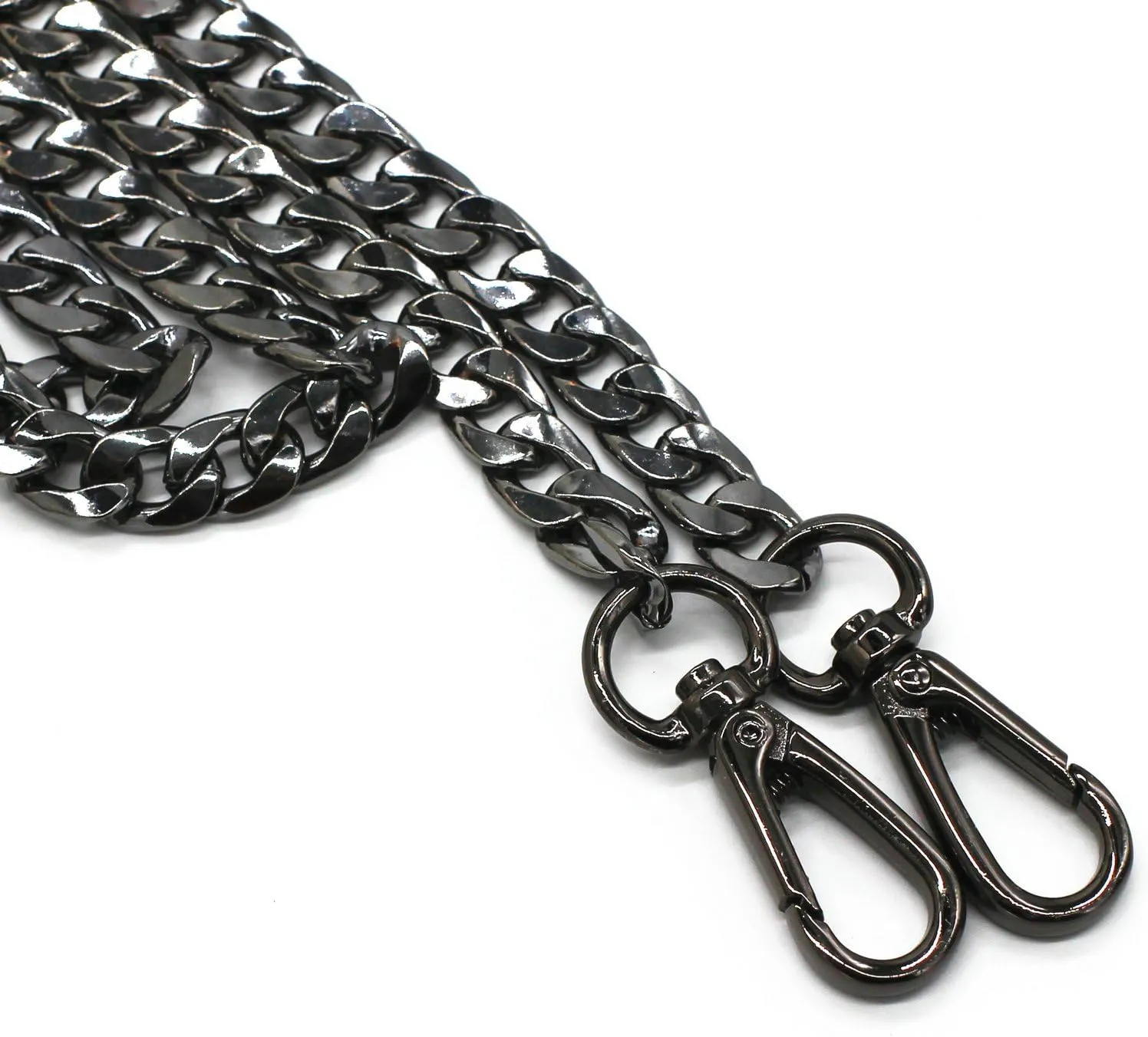 55" DIY Iron Flat Chain Strap Handbag Chains Accessories Purse Straps Shoulder Cross Body Replacement Straps, with Metal Buckles (Gun-Black)