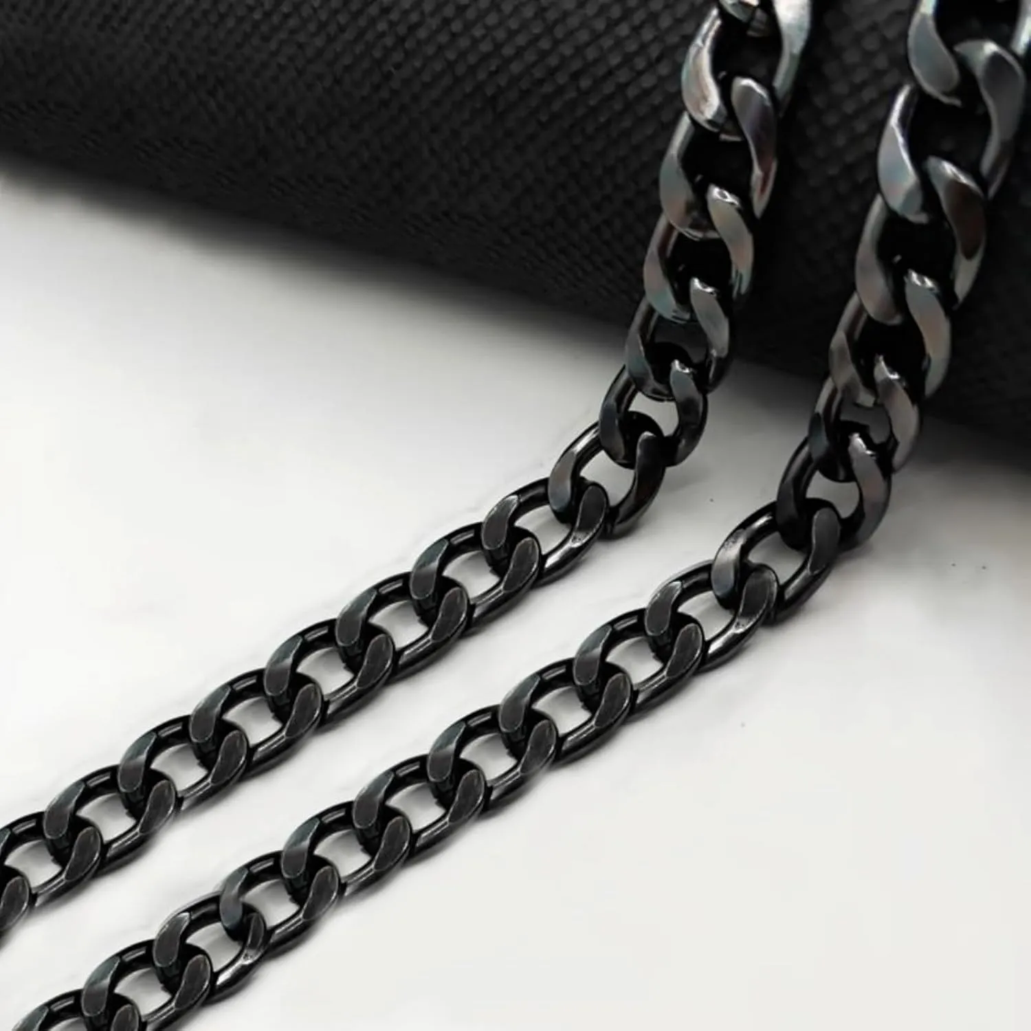 55" DIY Iron Flat Chain Strap Handbag Chains Accessories Purse Straps Shoulder Cross Body Replacement Straps, with Metal Buckles (Gun-Black)
