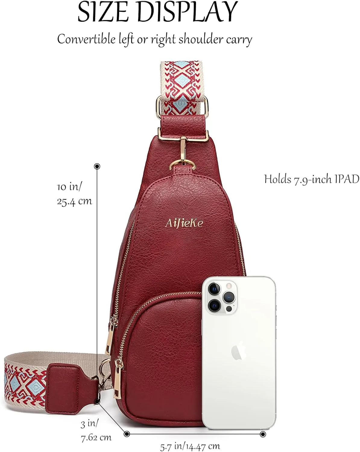 AIJIEKE Womens Crossbody Bag, Large Travel Sling Bag, Trendy Sling Purse, Big Fashion Fanny Pack, Belt Bag, Waist Pack, Red