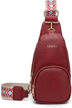 AIJIEKE Womens Crossbody Bag, Large Travel Sling Bag, Trendy Sling Purse, Big Fashion Fanny Pack, Belt Bag, Waist Pack, Red