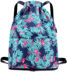 Apartmentm Drawstring Foldable Large Capacity Travel Sports Backpack, Drawstring Foldable Large Capacity Dry-wet Travel Sports Backpack (Flamingo)