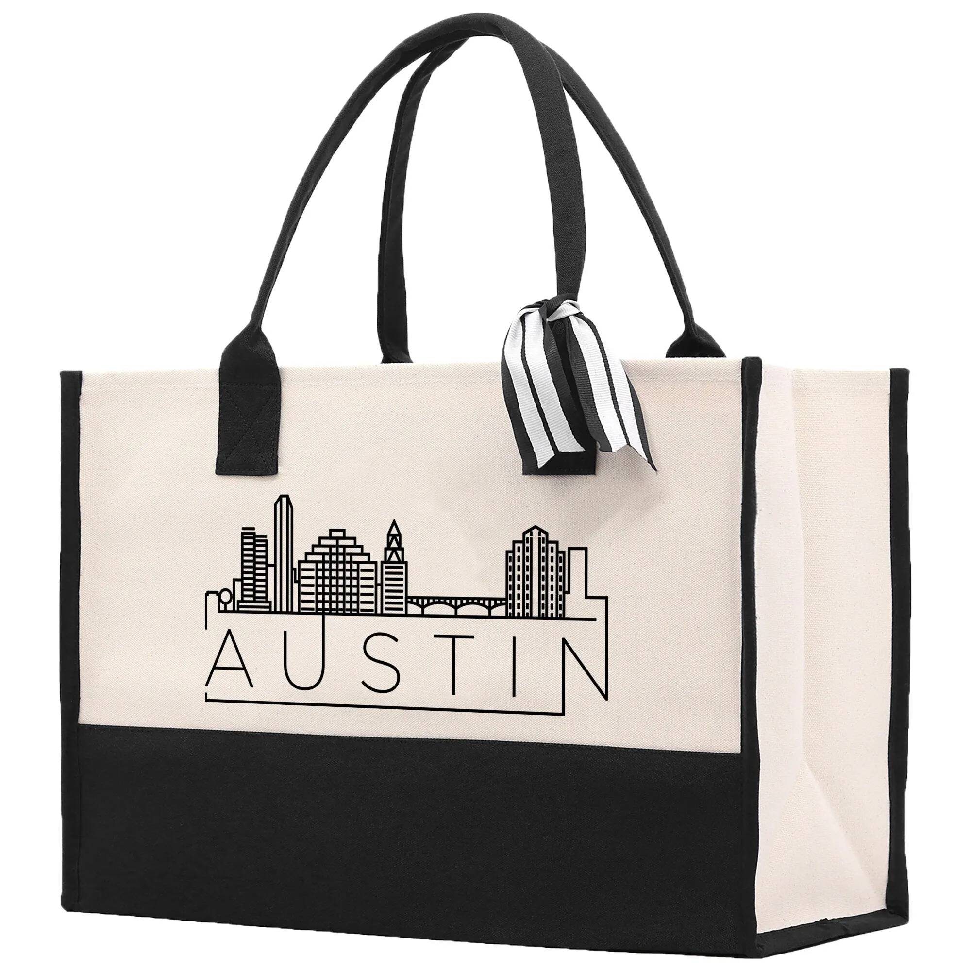 Austin Cotton Canvas Tote Bag TX Travel Vacation Tote Employee and Client Gift Wedding Favor Birthday Welcome Tote Bag Bridesmaid Gift