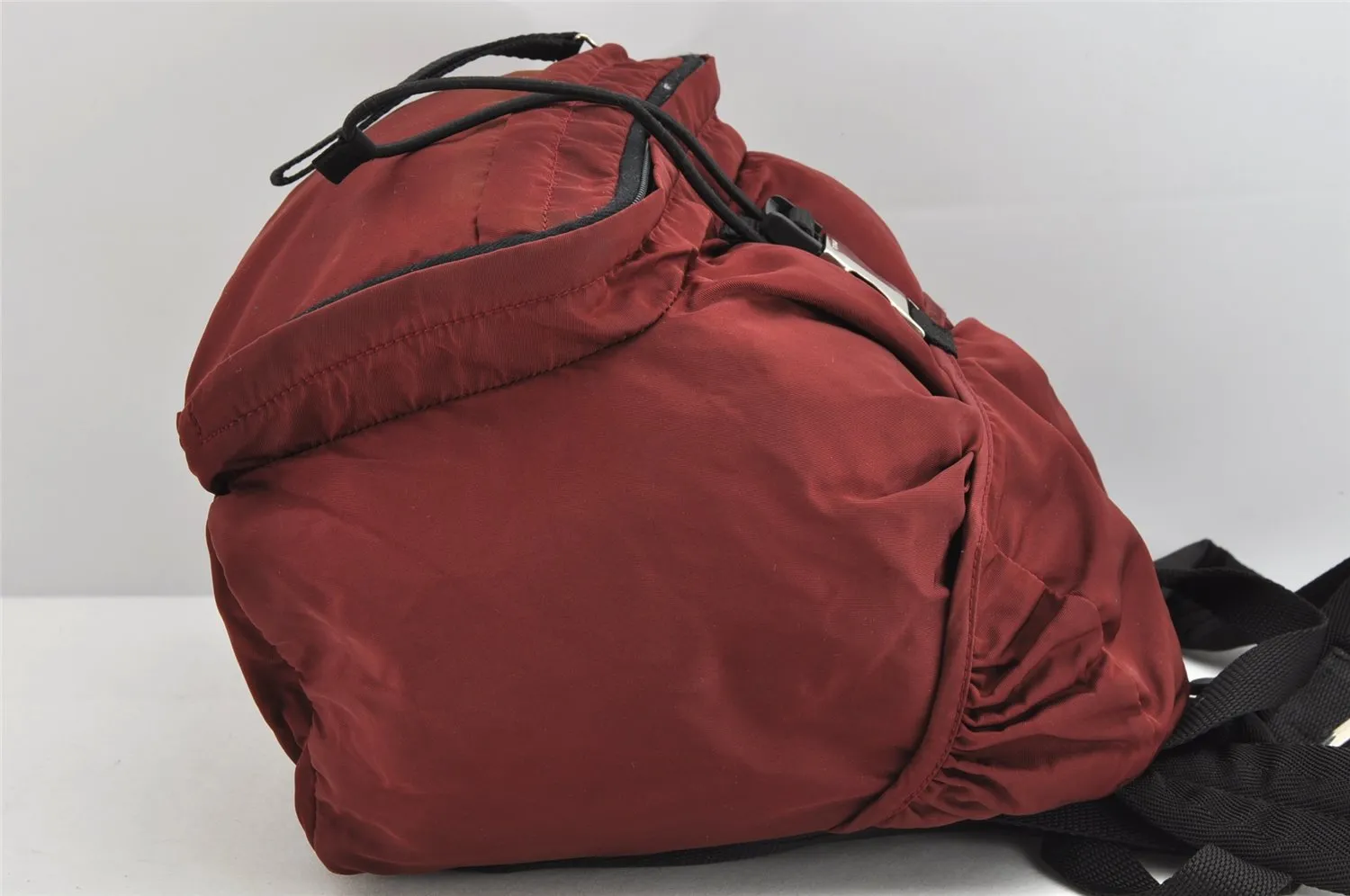 Authentic PRADA Nylon Drawstring Backpack V152 Bordeaux Red 1627K