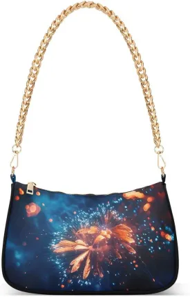 Beautiful Firework Tote Bag Hobo Handbag for Women Ladies Shoulder Bag Mini Clutch Purse with Zipper Closure