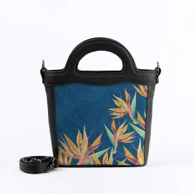 Black Top Handle Handbag Floral Shades
