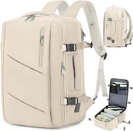 Carry on Travel Backpack for Men Women, Extra Large 40L Flight Approved Expandable Suitcase With USB/Type-C Charging Port, Victoriatourist Water Resistant Luggage Daypack Business Weekender Bag, Beige