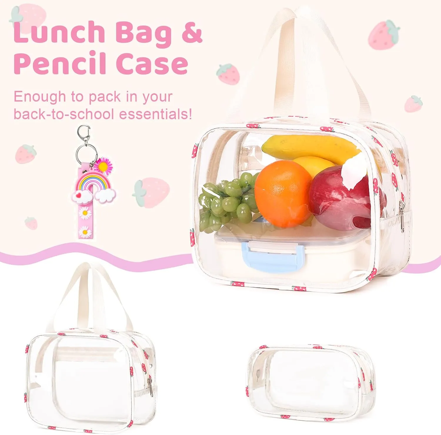 Clear Backpack for Boys Girls - 3 Pcs Clear Heavy Duty with Lunch Bag - See Through Backpack Stadium Approved