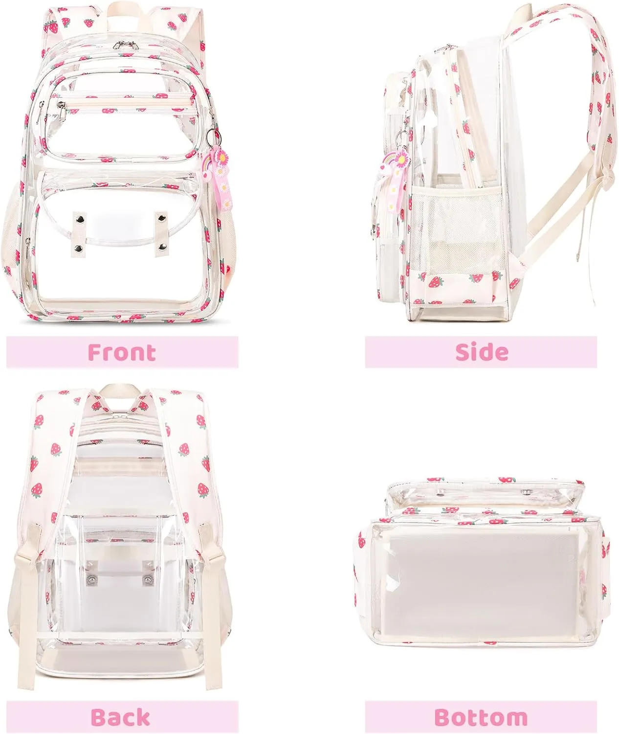 Clear Backpack for Boys Girls - 3 Pcs Clear Heavy Duty with Lunch Bag - See Through Backpack Stadium Approved