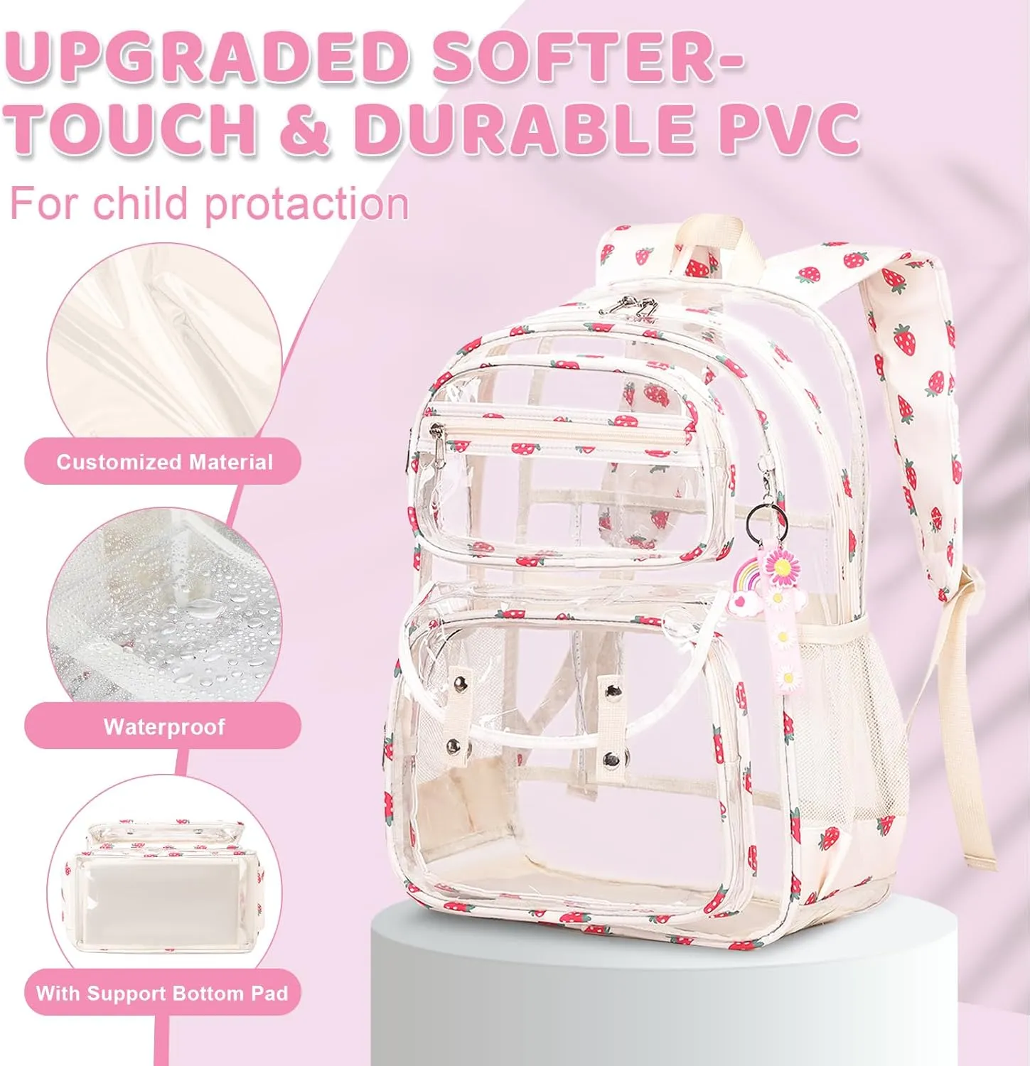 Clear Backpack for Boys Girls - 3 Pcs Clear Heavy Duty with Lunch Bag - See Through Backpack Stadium Approved