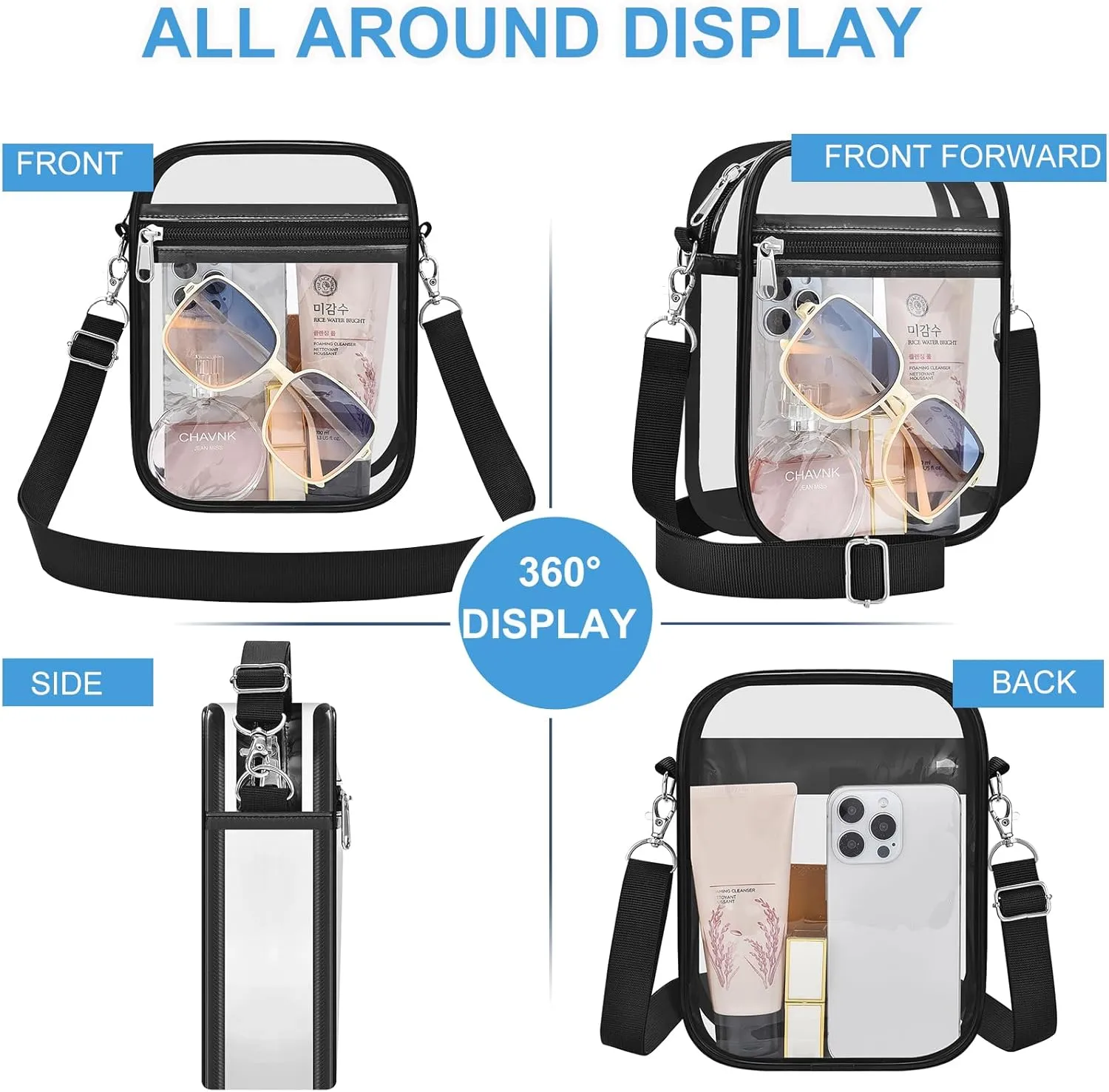 Clear Bag for Stadium Events Small Mini Clear Purse Bag for Stadium Concerts Sports Events Festivals