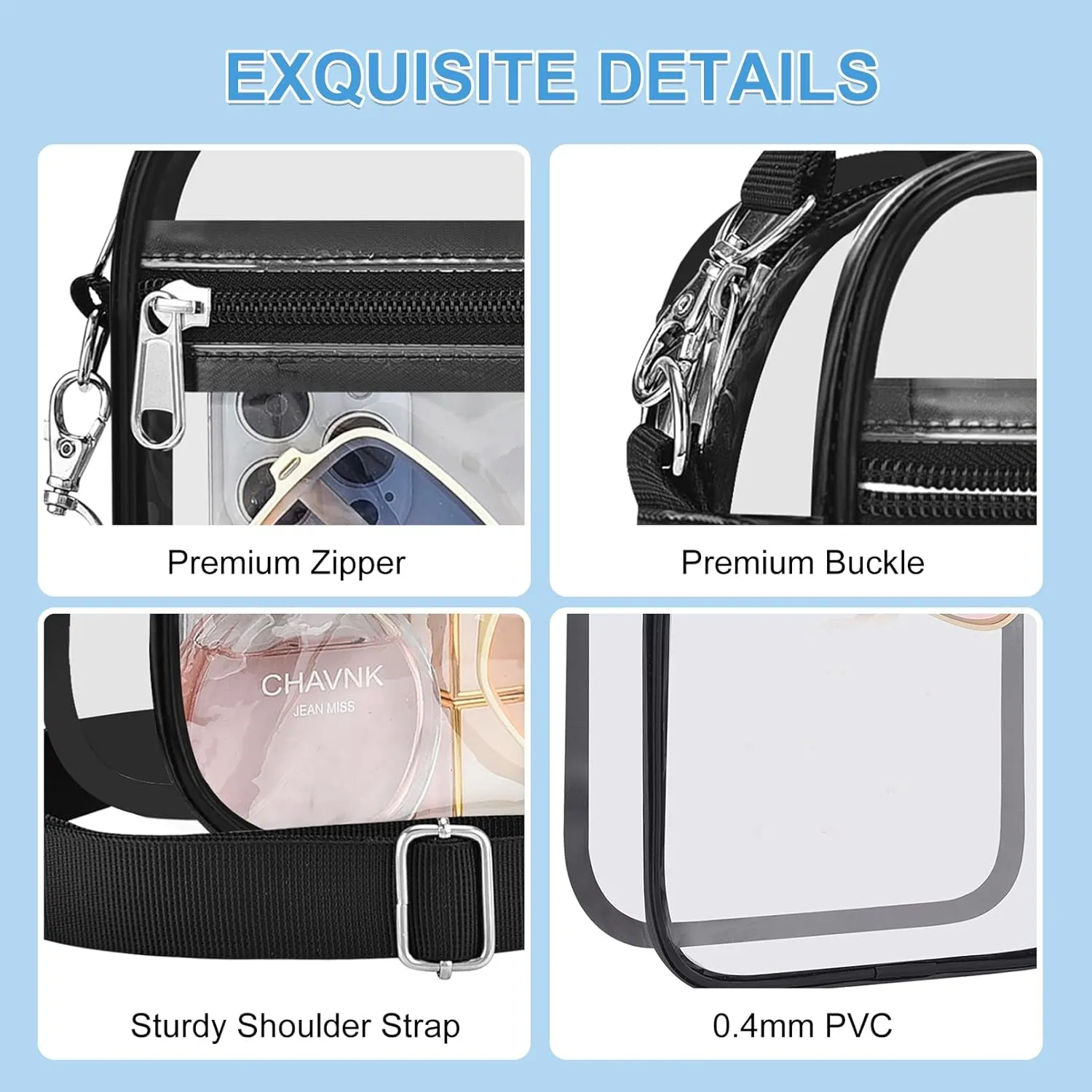 Clear Bag for Stadium Events Small Mini Clear Purse Bag for Stadium Concerts Sports Events Festivals