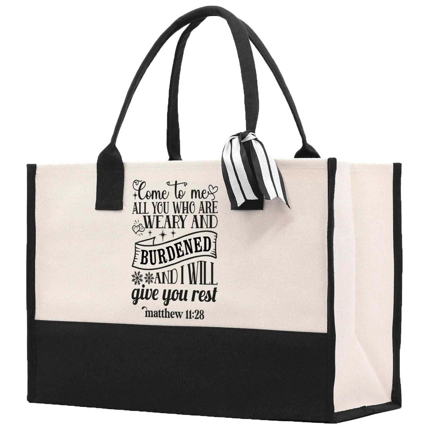Come To Me All You Who Are Weary And Burdened Matthew 11:28 Religious Tote Bag for Women Bible Verse Canvas Tote Bag Religious Church Gifts