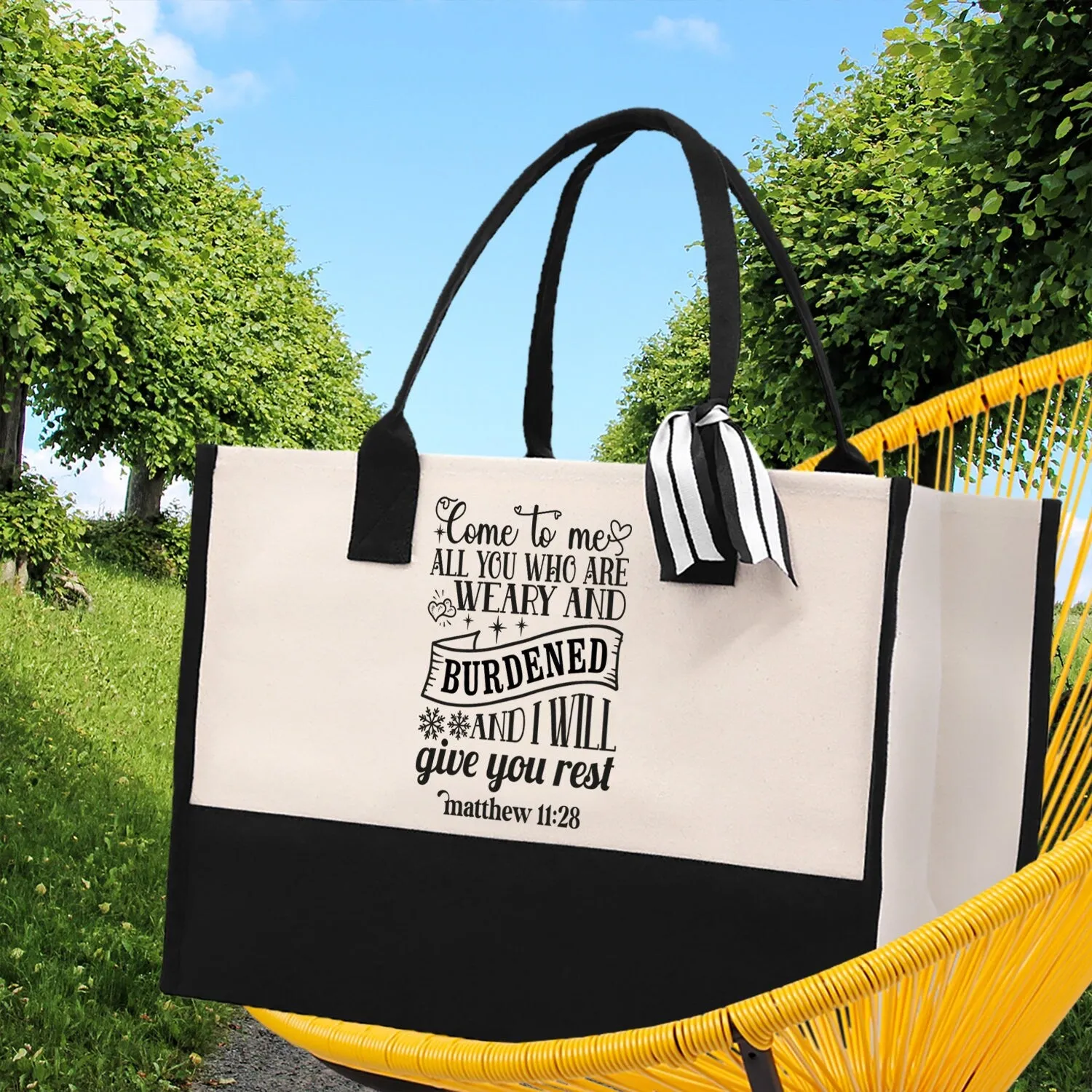 Come To Me All You Who Are Weary And Burdened Matthew 11:28 Religious Tote Bag for Women Bible Verse Canvas Tote Bag Religious Church Gifts