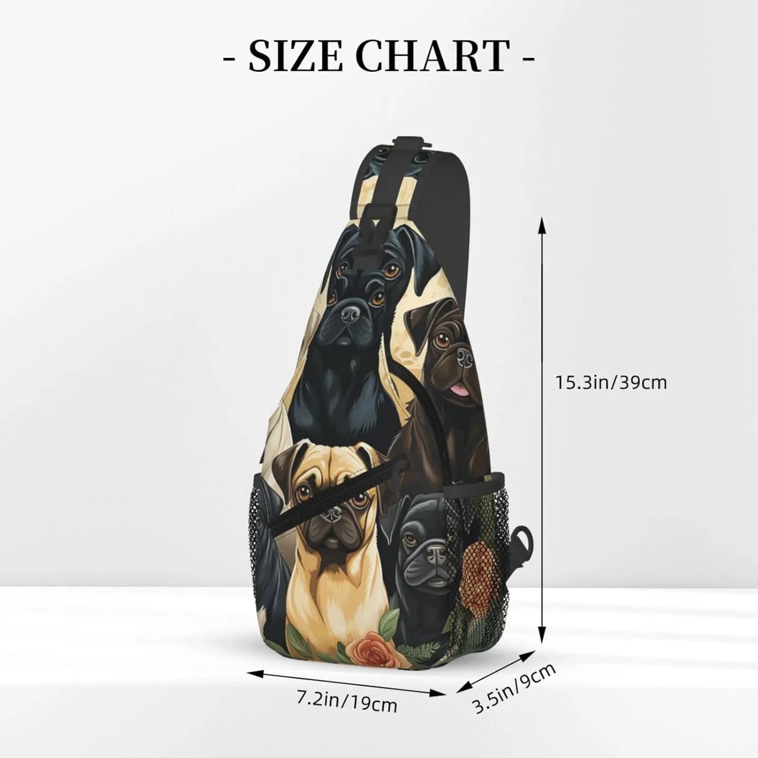 Crossbody Bag for Women Men Pug Chest Bag Crossbody Sling Bag Adjustable Shoulder Bag