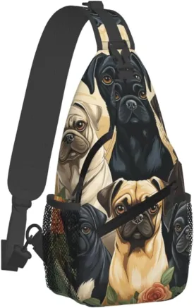 Crossbody Bag for Women Men Pug Chest Bag Crossbody Sling Bag Adjustable Shoulder Bag