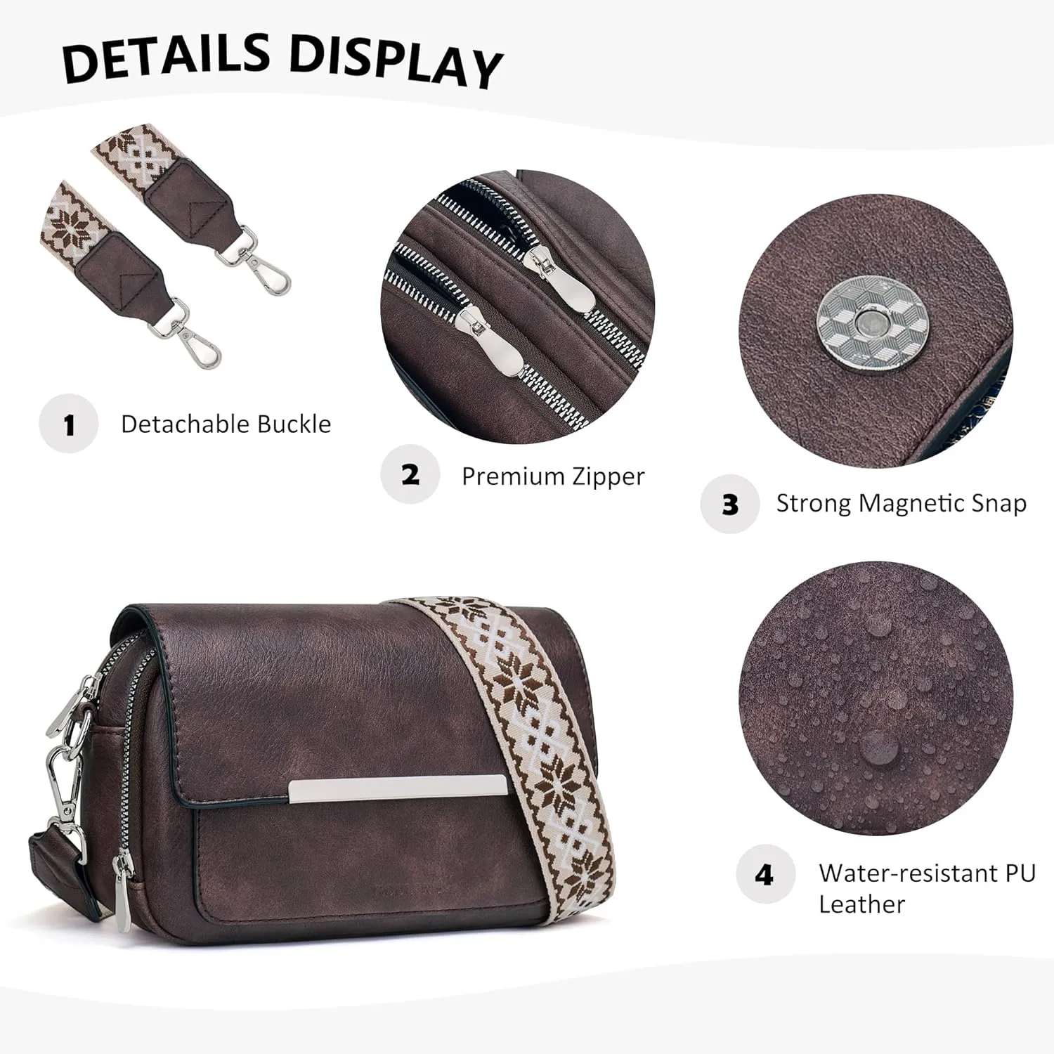 Crossbody Bags for Women Small Crossbody Wallet Purses with Card Slots Leather Shoulder Handbags Travel/Daily Use