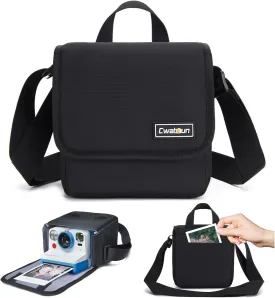 Cwatcun Polaroid Camera Bag, Travel Carrying Camera Shoulder Bag Case for Polaroid Now  Generation 2, Polaroid Originals OneStep , Onestep 2, Now I-Type Instant Film, Polaroid 600 Film Camera, Black
