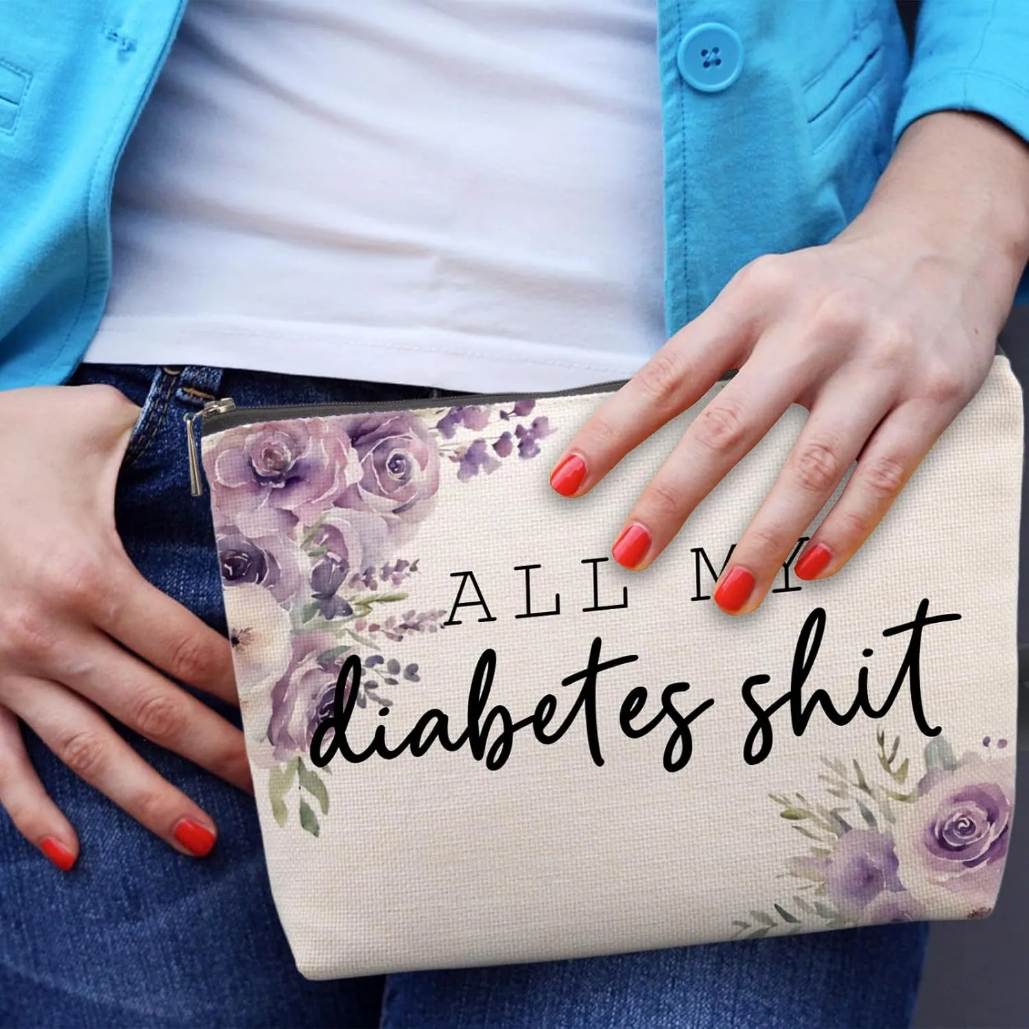 Diabetes Care Funny Gifts for Women, Funny Diabetes Travel Case, Diabetes Care Gag Gifts Mothers Day Birthday Gifts for Women Grandma All My Diabetes Shit Diabetic Bags for Supplies