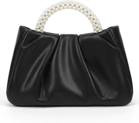 Evening Bag Clutch Purse Women Small Pearl Handbags Soft Leather Ruched Clutch Purses For Women Wedding Party Prom