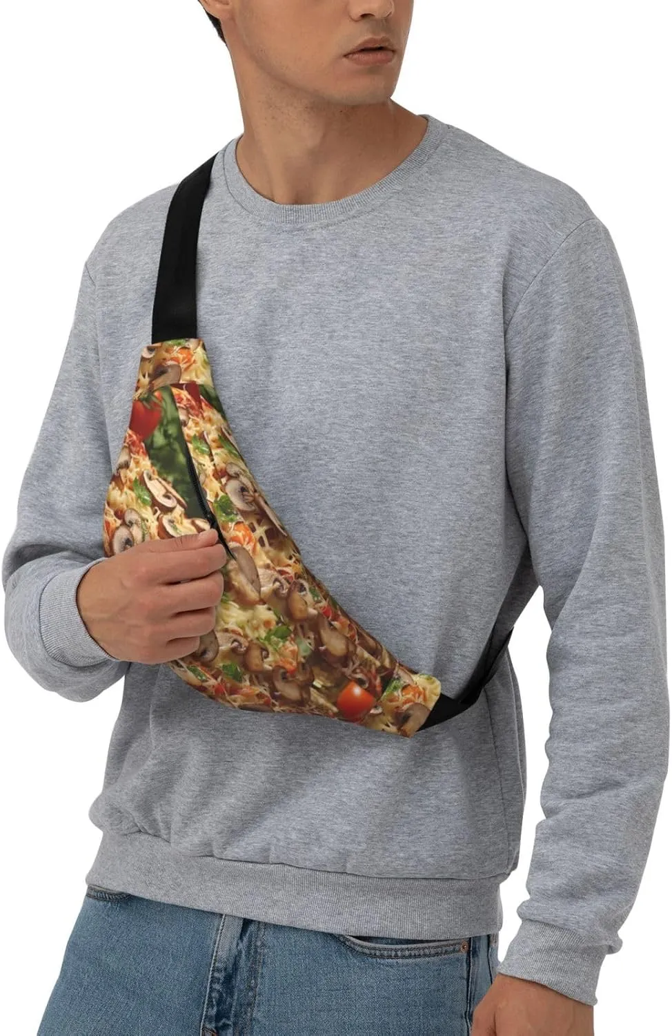 Fanny Pack Belt Bag for Women Men Waterproof Waist Pack Seaside Town Waist Bag with Adjustable Strap, Mushrooms Tomatoes Pizza, One Size