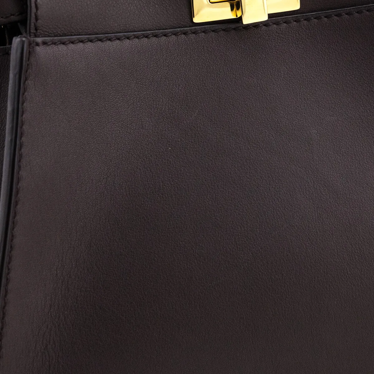 Fendi Chocolate Vitello Seta Mini Iconic Peekaboo Bag