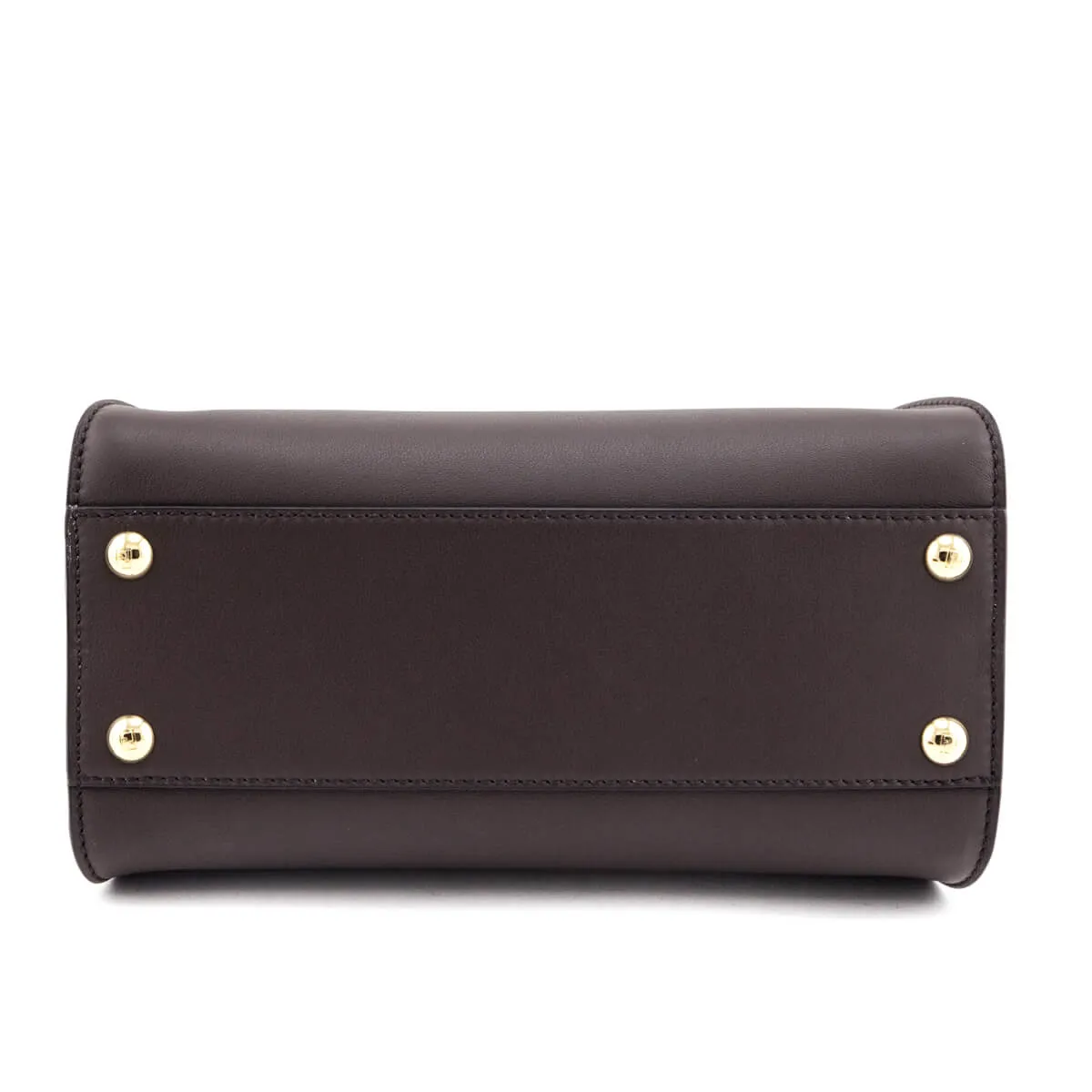Fendi Chocolate Vitello Seta Mini Iconic Peekaboo Bag