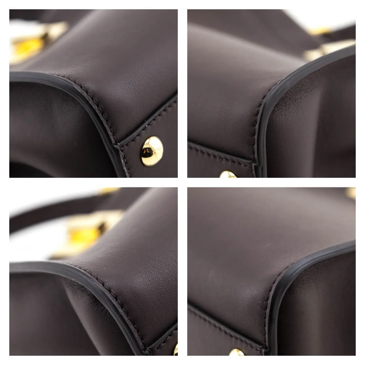 Fendi Chocolate Vitello Seta Mini Iconic Peekaboo Bag