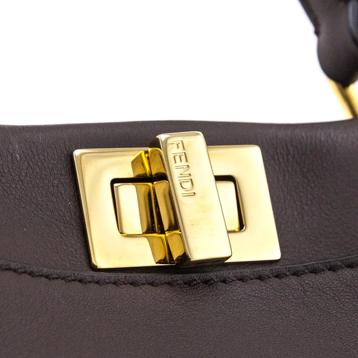Fendi Chocolate Vitello Seta Mini Iconic Peekaboo Bag