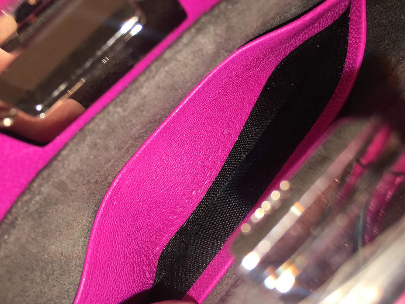 Fendi Micro Mini Fuchsia Pink Peekaboo Bag with Shoulder Strap