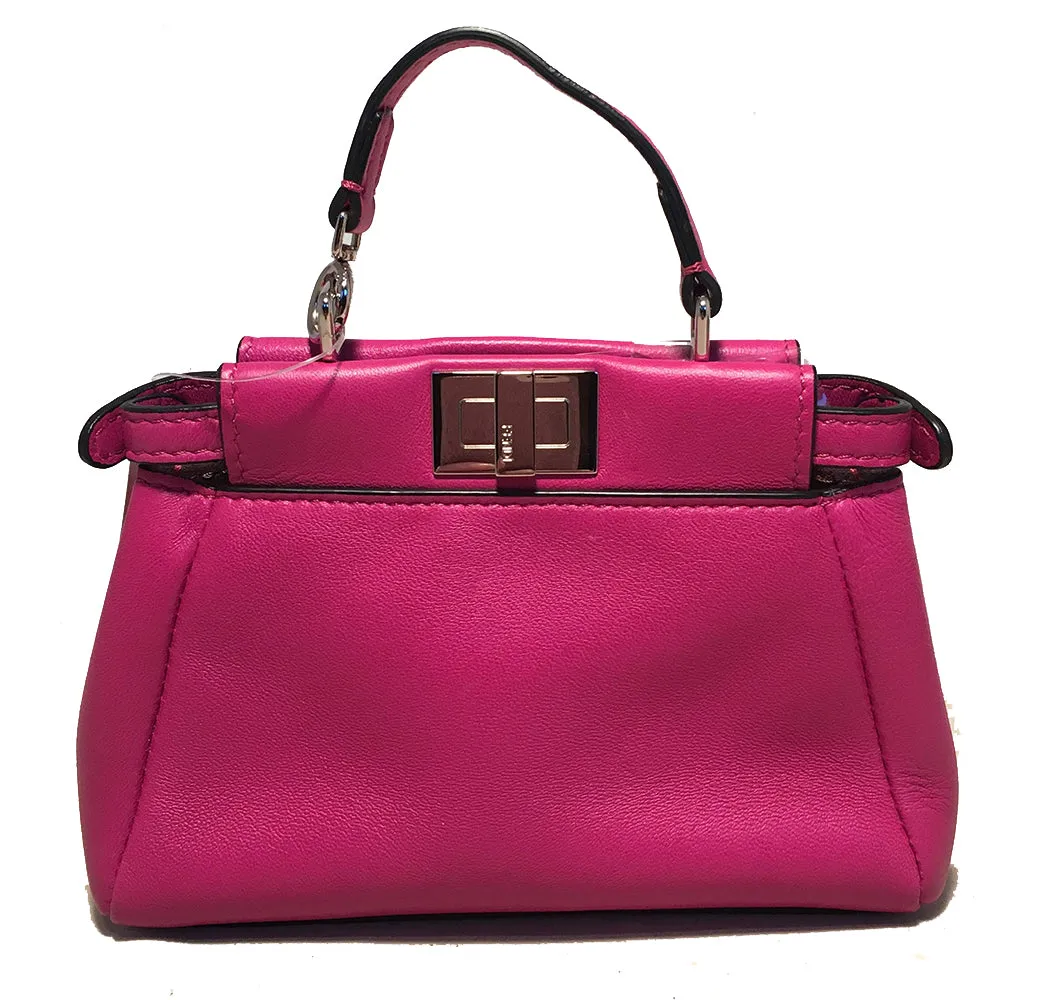 Fendi Micro Mini Fuchsia Pink Peekaboo Bag with Shoulder Strap