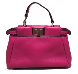 Fendi Micro Mini Fuchsia Pink Peekaboo Bag with Shoulder Strap