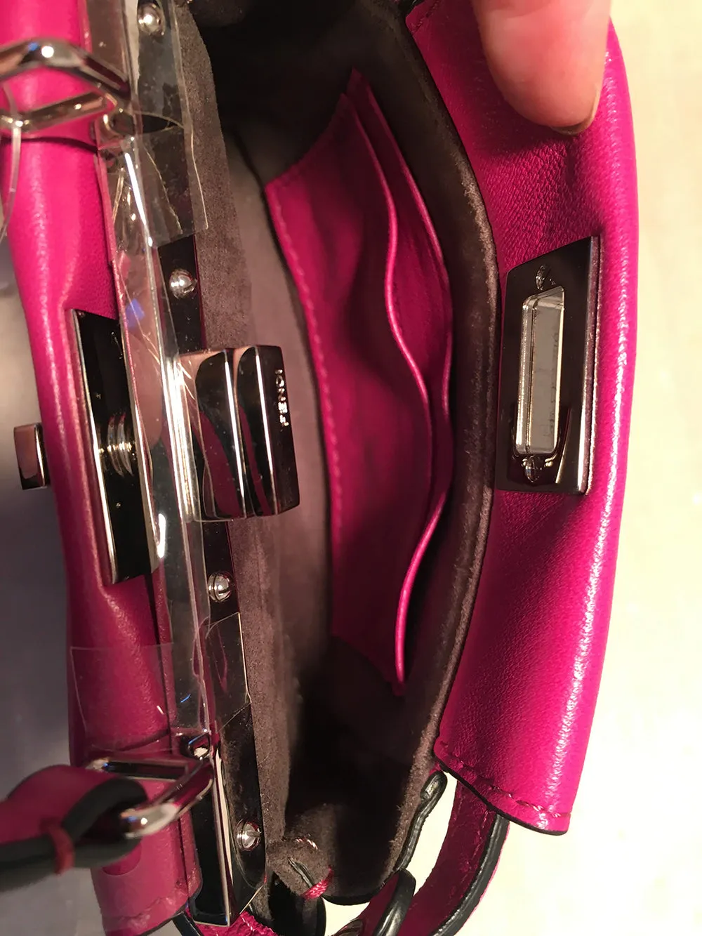 Fendi Micro Mini Fuchsia Pink Peekaboo Bag with Shoulder Strap