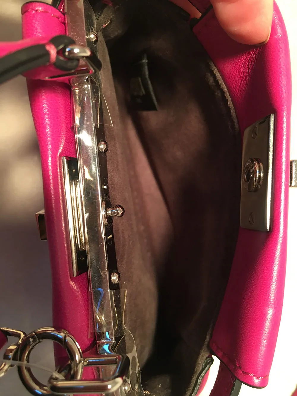 Fendi Micro Mini Fuchsia Pink Peekaboo Bag with Shoulder Strap