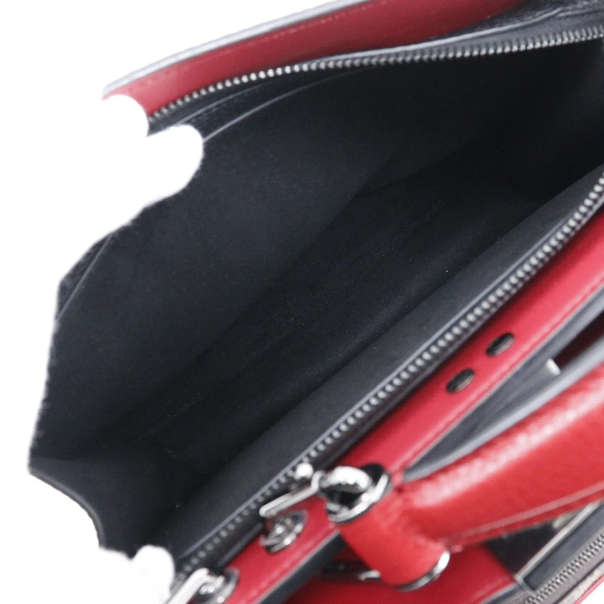 FENDI Peekaboo ISeeU Small Handbag Zucca 7VA530 Calf Made in Italy Black/Red Turnlock Women's