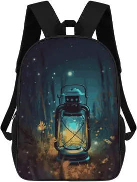 Fireflies And Lantern Backpack for Men Women, 17 Inch Durable Laptop Backpack Lightweight Bookbag for Travel, Work