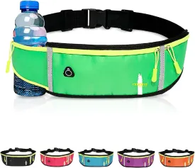 FREEWAYMultifunction Running Bag - Sports belt - Training Belt with Water Bottle Holder - Sports Belt with Zipper - for Men and Women (GREEN)
