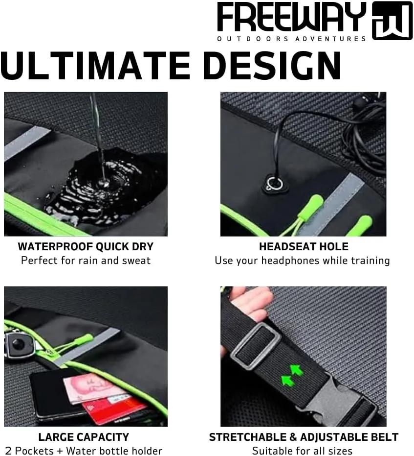 FREEWAYMultifunction Running Bag - Sports belt - Training Belt with Water Bottle Holder - Sports Belt with Zipper - for Men and Women (ORANGE)