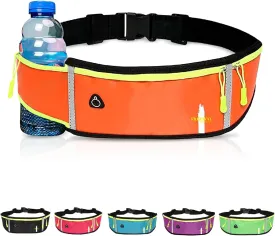 FREEWAYMultifunction Running Bag - Sports belt - Training Belt with Water Bottle Holder - Sports Belt with Zipper - for Men and Women (ORANGE)