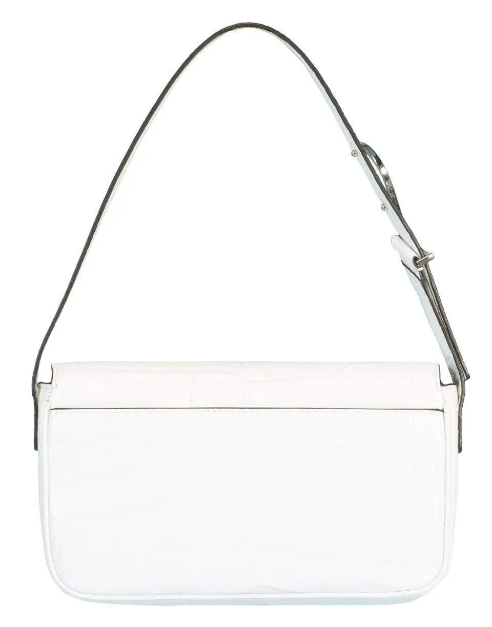 Fresh White Croc Embossed Tommy Leather Bag