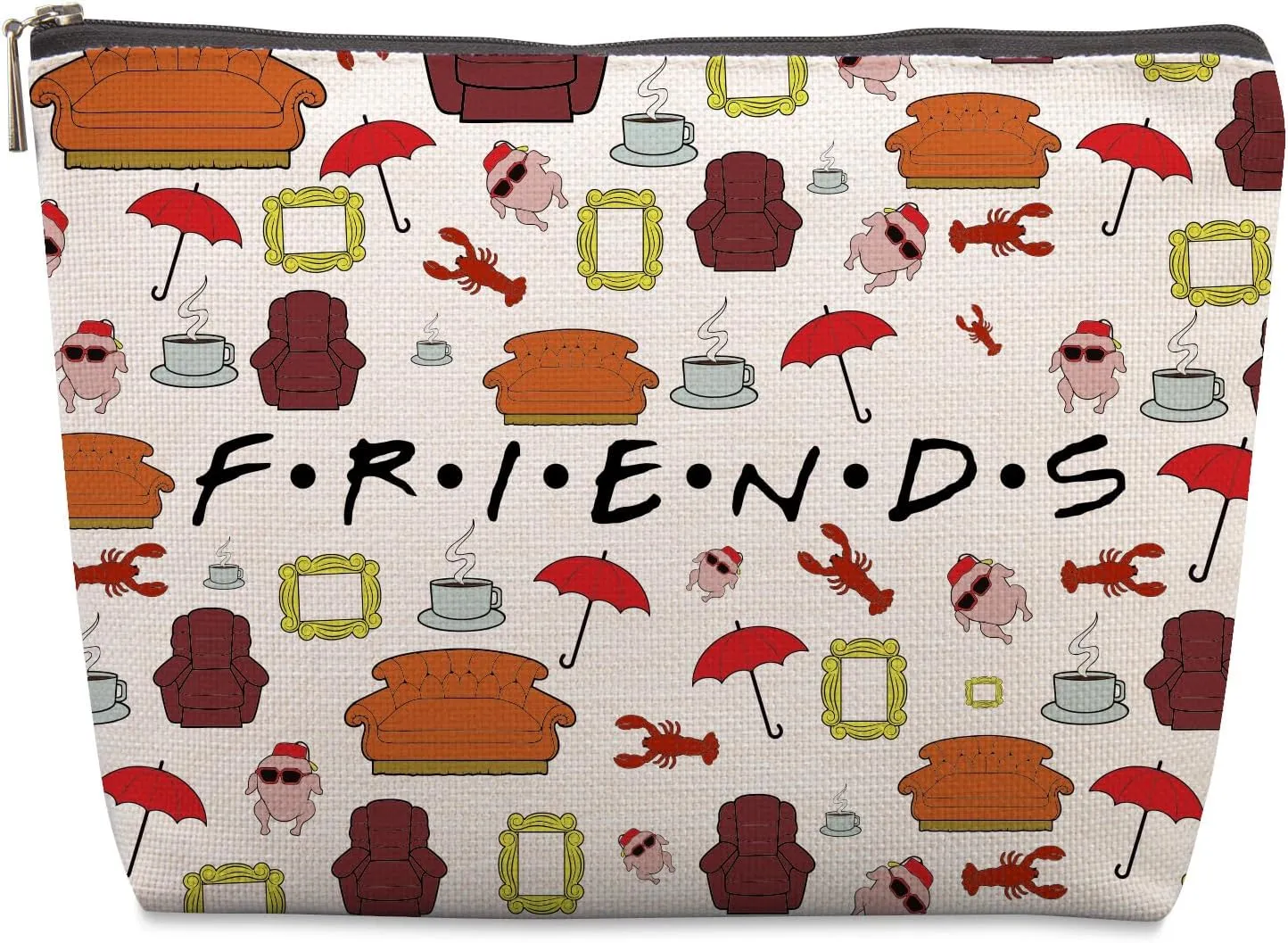 Friends TV Show Merchandise Gifts for Women Travel Cosmetic Bag, Funny Friends TV Show Merchandise Birthday Friendship Gifts for Women Fans Bestie