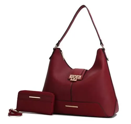 Graciela Chic Color-Block Vegan Leather Hobo Bag with Coordinating Wallet