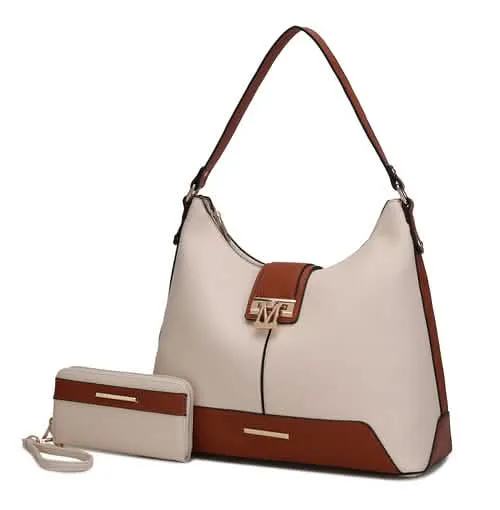 Graciela Chic Color-Block Vegan Leather Hobo Bag with Coordinating Wallet