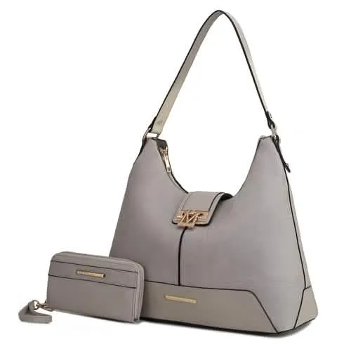 Graciela Chic Color-Block Vegan Leather Hobo Bag with Coordinating Wallet