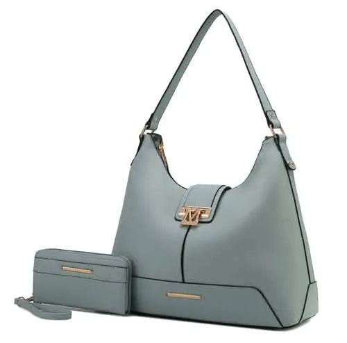 Graciela Chic Color-Block Vegan Leather Hobo Bag with Coordinating Wallet
