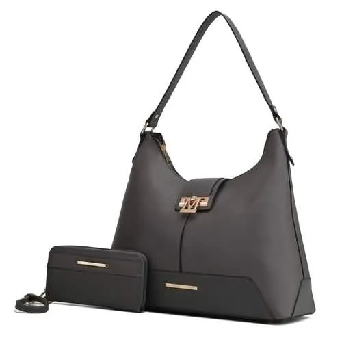 Graciela Chic Color-Block Vegan Leather Hobo Bag with Coordinating Wallet