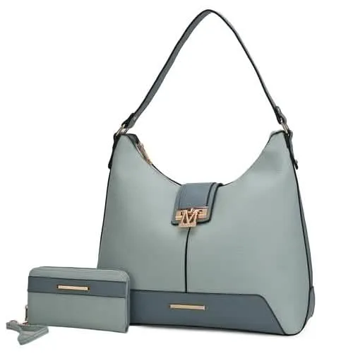 Graciela Chic Color-Block Vegan Leather Hobo Bag with Coordinating Wallet