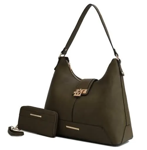 Graciela Chic Color-Block Vegan Leather Hobo Bag with Coordinating Wallet