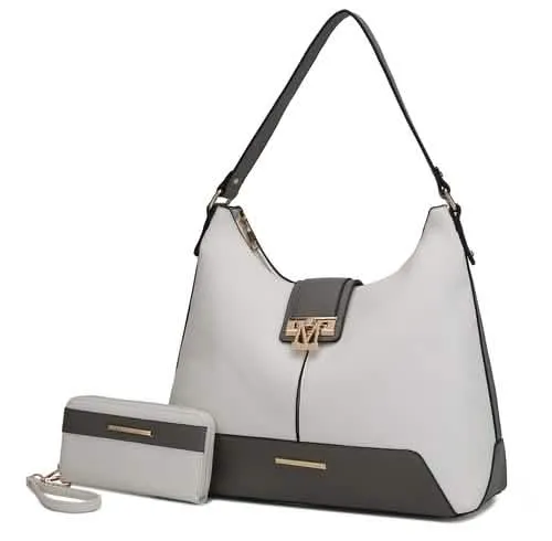 Graciela Chic Color-Block Vegan Leather Hobo Bag with Coordinating Wallet